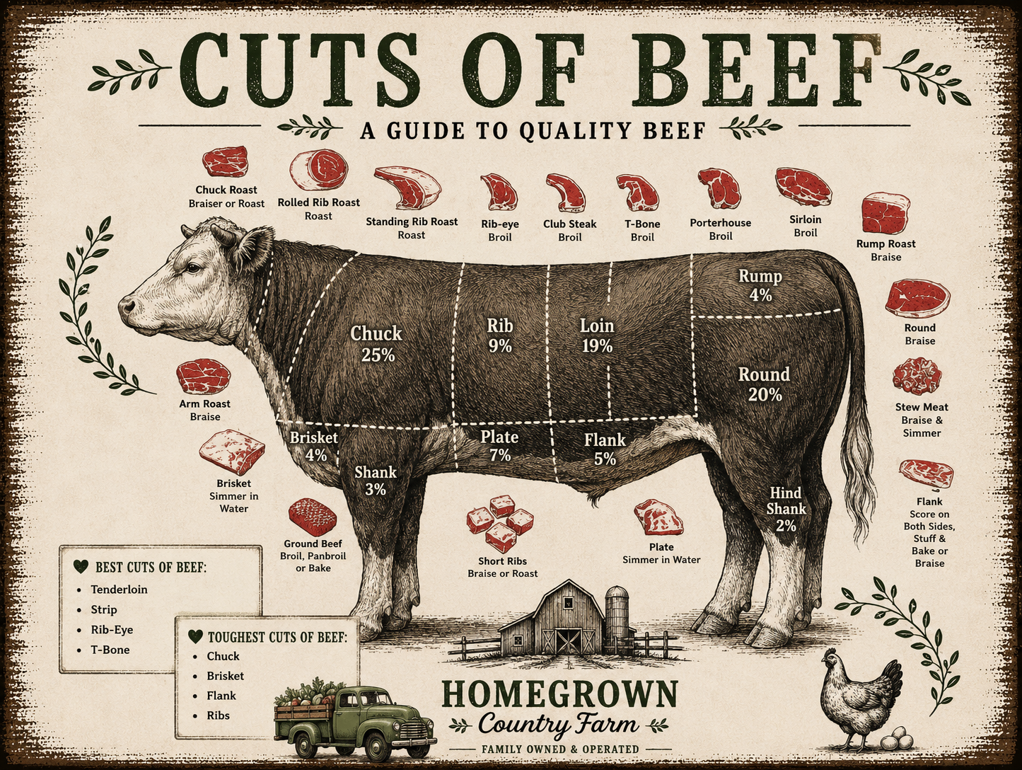 Vintage guide to cuts of beef